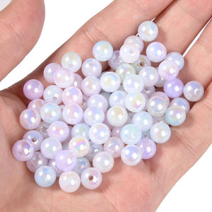 100Pcs 8mm Aurora Acrylic Spacer Beads for Jewelry Making DIY