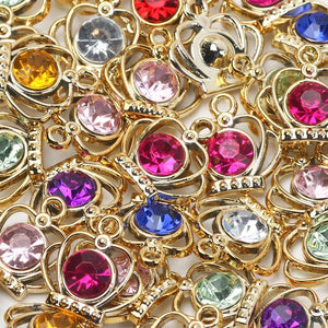 Mixed Colored Crown Pendants CCB Acrylic Beads 19mm 10pcs Jewelry Supplies