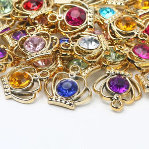 Mixed Colored Crown Pendants CCB Acrylic Beads 19mm 10pcs Jewelry Supplies
