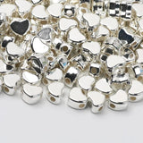 Silver Plated 6x7mm Love Heart Spacer Acrylic Beads for Jewelry Making