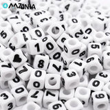 7mm Square Numerals Acrylic Beads Alphabet Spacer for Jewelry Making DIY