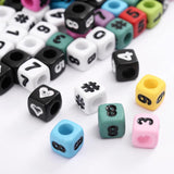 7mm Square Numerals Acrylic Beads Alphabet Spacer for Jewelry Making DIY