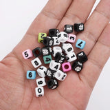 7mm Square Numerals Acrylic Beads Alphabet Spacer for Jewelry Making DIY