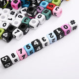 7mm Square Numerals Acrylic Beads Alphabet Spacer for Jewelry Making DIY