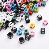 7mm Square Numerals Acrylic Beads Alphabet Spacer for Jewelry Making DIY