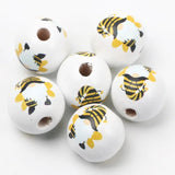 Wooden Beads Cartoon Bumblebee Honey Sunflower 15mm Round Balls