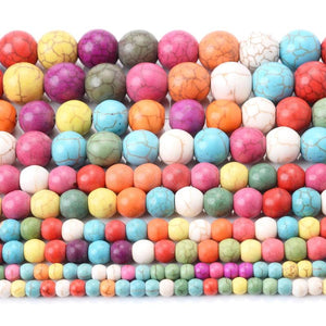 Multicolor Turquoises Stone Beads Loose Spacer Round Beads For DIY Gift
