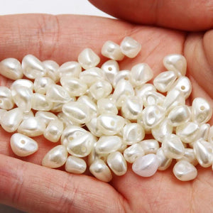 100/200/300pcs 6x9mm Ivory Irregular Pearl Beads for Jewelry Making