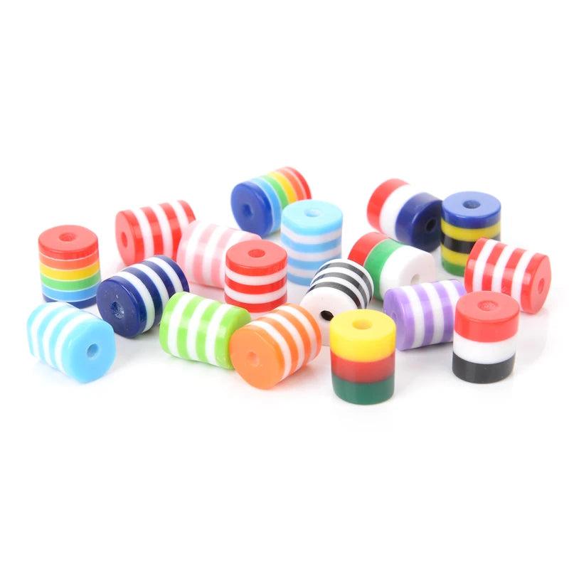 50Pcs/Lot Resin Stripe Spacer Beads for DIY Jewelry Making