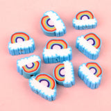 Rainbow Cloud Flower Polymer Clay Beads for Jewelry Making