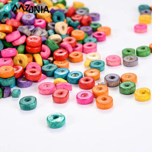 100/200/500pcs 8mm Mixed Natural Wood Beads Flat Round Spacer Beads