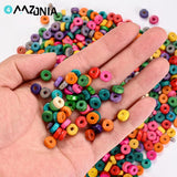 100/200/500pcs 8mm Mixed Natural Wood Beads Flat Round Spacer Beads