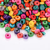 100/200/500pcs 8mm Mixed Natural Wood Beads Flat Round Spacer Beads