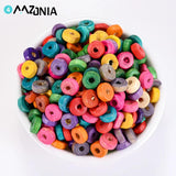 100/200/500pcs 8mm Mixed Natural Wood Beads Flat Round Spacer Beads