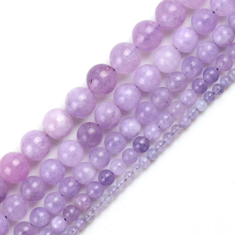 Angelite Stone Light Purple Round Beads 15'' Strand