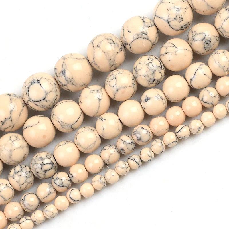Natural Beige Howlite Turquoises Gem Stone Beads Round Loose Beads