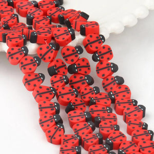 40 pcs 11*8mm Ladybug Polymer Clay Spacer Beads Jewelry Making DIY Bracelet