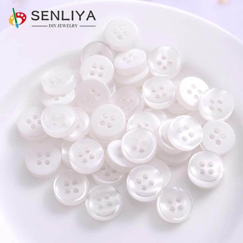 100-300Pcs 11mm Resin Buttons 4-Hole Sewing Scrapbooking Decorative