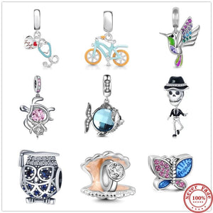 Thai Silver bicycle turtle fish Pendant Dangle Charm for DIY charms Bracelet
