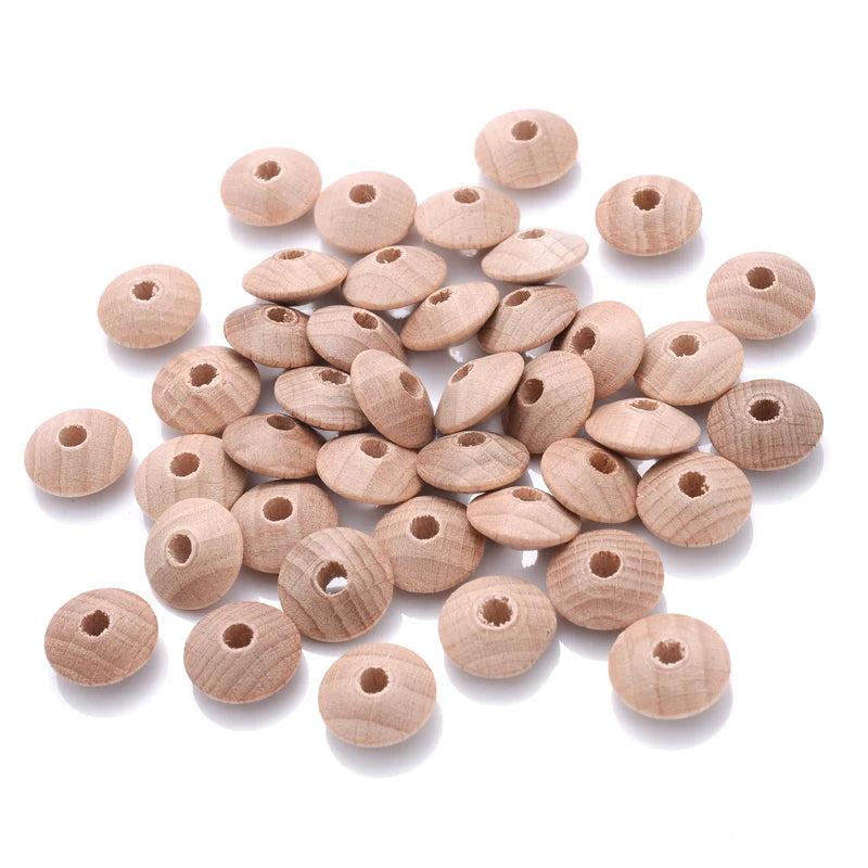 50pcs 12/14mm Natural Wood Bead Beech Wooden Abacus Beads