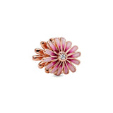 Purple Pink Daisy Dangle Charm Bead Fit Snake Chain Bracelet Bangle