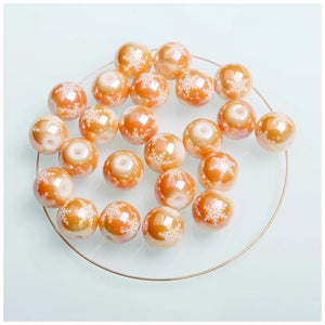 10mm Christmas Snow Pattern Glass Beads for Decor