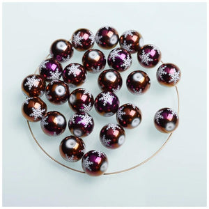 10mm Christmas Snow Pattern Glass Beads for Decor