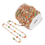 Sun Flower Charm Stainless Steel Chain with Crystals Spacer Beads