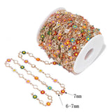 Sun Flower Charm Stainless Steel Chain with Crystals Spacer Beads