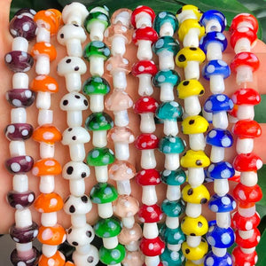 Multicolor Mushroom Glass Beads for DIY Jewelry Making