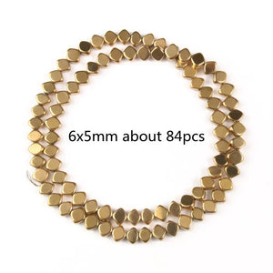Gold-Plated Hematite Beads Natural Stone Spacer Loose Beads