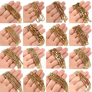 Gold-Plated Hematite Beads Natural Stone Spacer Loose Beads