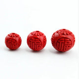 10pcs Natural Red Cinnabars Beads 10-15mm Round Carving Charm Bead DIY Jewelry