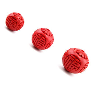 10pcs Natural Red Cinnabars Beads 10-15mm Round Carving Charm Bead DIY Jewelry
