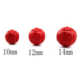 10pcs Natural Red Cinnabars Beads 10-15mm Round Carving Charm Bead DIY Jewelry
