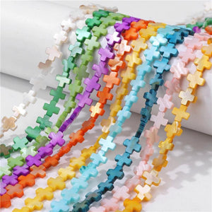 Natural Dyed Cross Shell Beads Mother of Pearl Shell Bead for DIY Jewelry