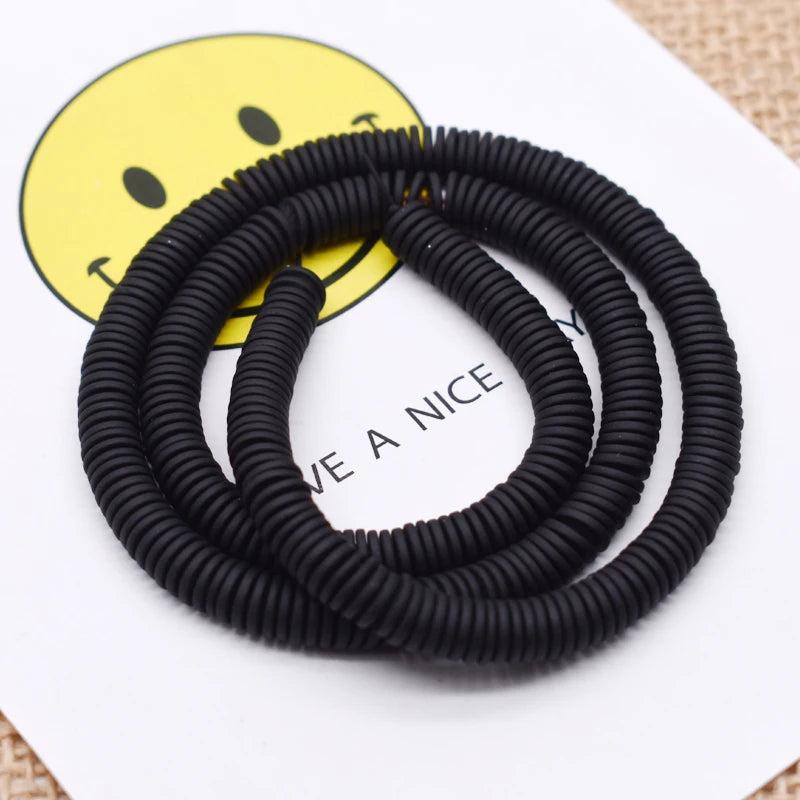 Natural Hematite Stone Matte Rubber Disc Beads for Jewelry Making