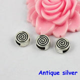 50pcs Tibetan Silver Bronze Flat Round Slider DIY Making Accessories 9x9x5mm
