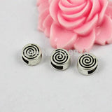 50pcs Tibetan Silver Bronze Flat Round Slider DIY Making Accessories 9x9x5mm