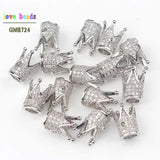 High Metal Brass Micro Pave Crystal CZ Crown Space Beads for DIY Bracelet Making