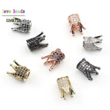 High Metal Brass Micro Pave Crystal CZ Crown Space Beads for DIY Bracelet Making