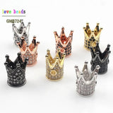 High Metal Brass Micro Pave Crystal CZ Crown Space Beads for DIY Bracelet Making