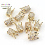 High Metal Brass Micro Pave Crystal CZ Crown Space Beads for DIY Bracelet Making