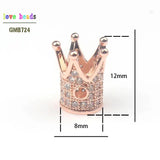 High Metal Brass Micro Pave Crystal CZ Crown Space Beads for DIY Bracelet Making