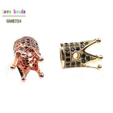High Metal Brass Micro Pave Crystal CZ Crown Space Beads for DIY Bracelet Making