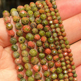 3mm Faceted Green Unakite Jaspers Waist Beads for Jewelry Making