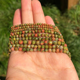 3mm Faceted Green Unakite Jaspers Waist Beads for Jewelry Making
