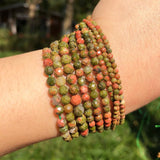 3mm Faceted Green Unakite Jaspers Waist Beads for Jewelry Making