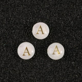 3pcs Natural A-Z Shell Beads Round Flat Alphabet Spacer Beads For Jewelry Making