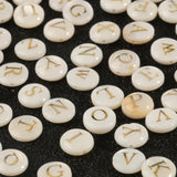 3pcs Natural A-Z Shell Beads Round Flat Alphabet Spacer Beads For Jewelry Making